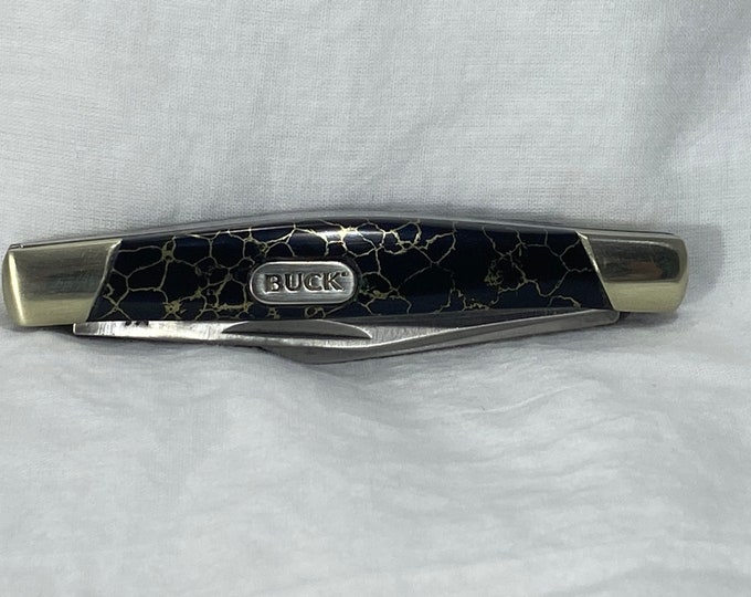 Customized Buck Trio Pocket Knife Model 373 Custom Obsidian Etsy