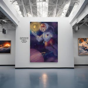 Impresión de arte de pared de Space Girl / Astronomía Planeta Estrellas Astronauta Exploración Ciencia Chica Mujeres en STEM, NASA Ovnis Galaxia Orbes Constelación