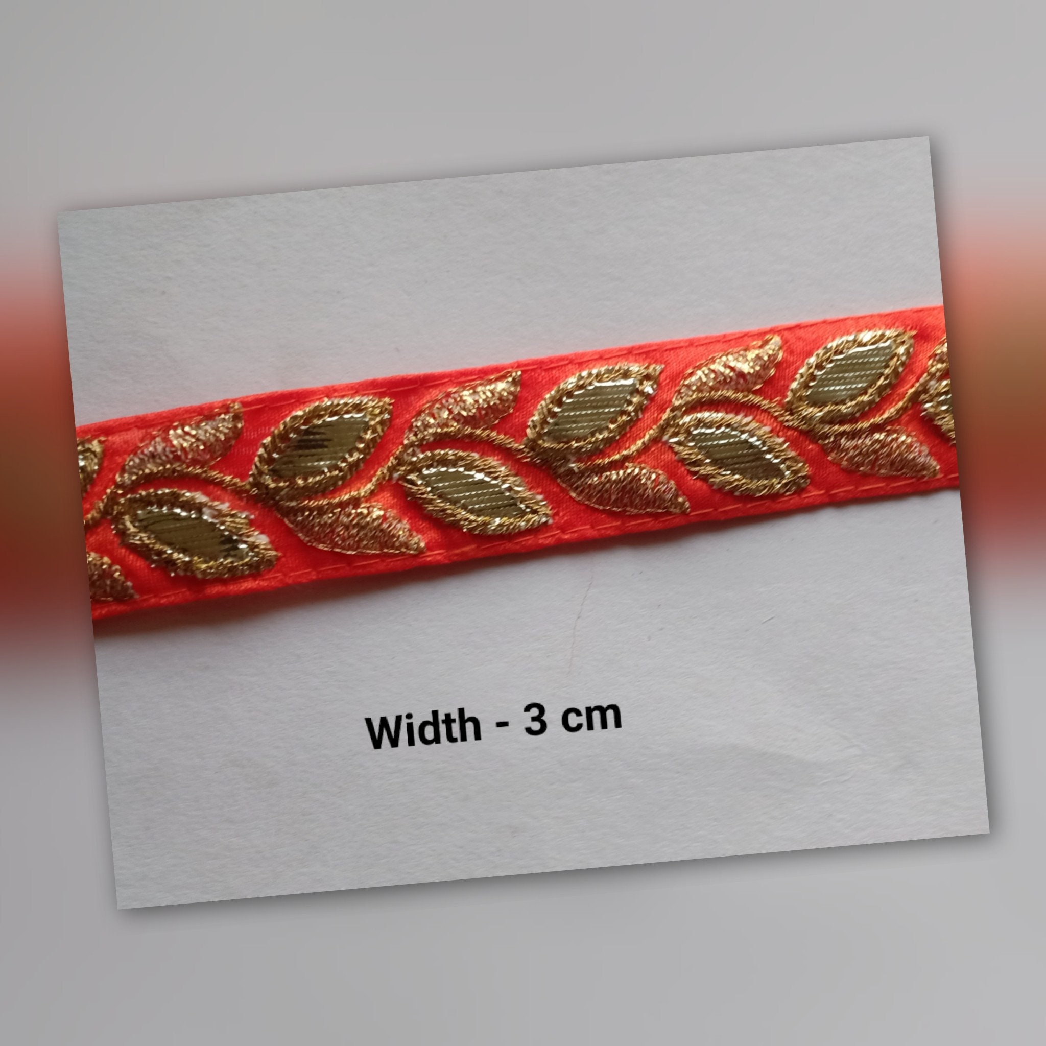 2 Yards Red and Gold Trim Width is 3 cm