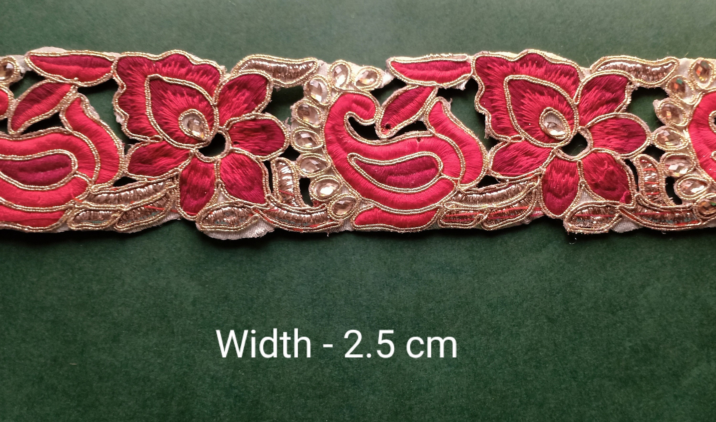 1 Yard Red and Gold Trim width 6 cms Rhinestone trim Etsy