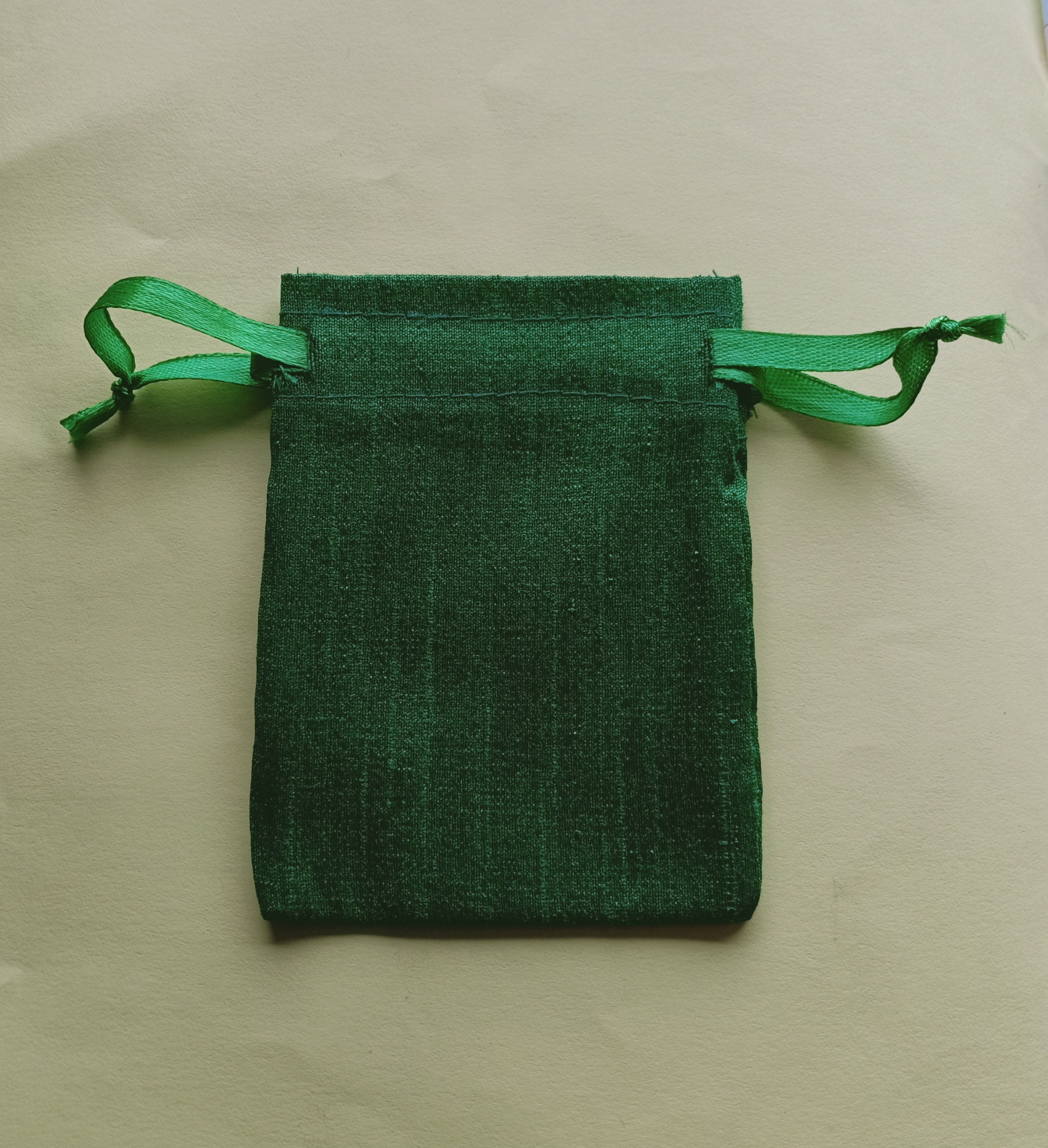 Luxury Green Dupioni Silk Jewelry Pouch