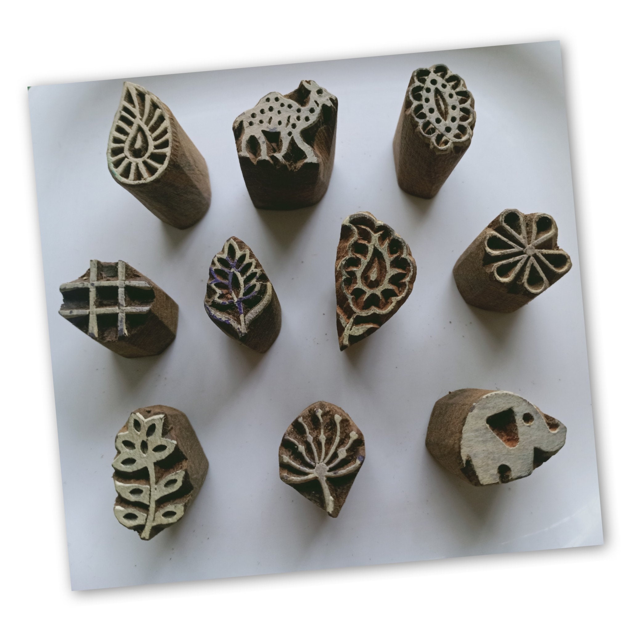 Sale Lot of 10 Wooden Block printing stamps Approximate size Etsy