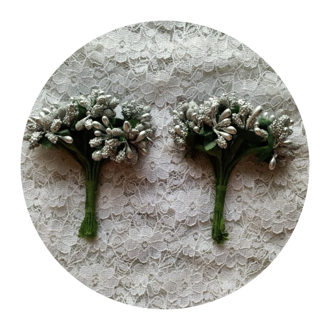 Silver Artificial Pollen Flowers Etsy