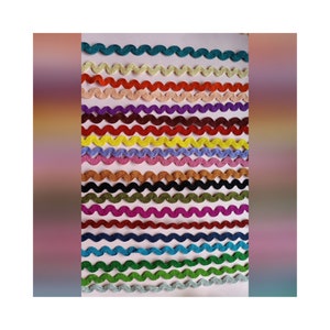 May include: A collection of 20 different colored wavy trim, each trim is approximately 1/2 inch wide.