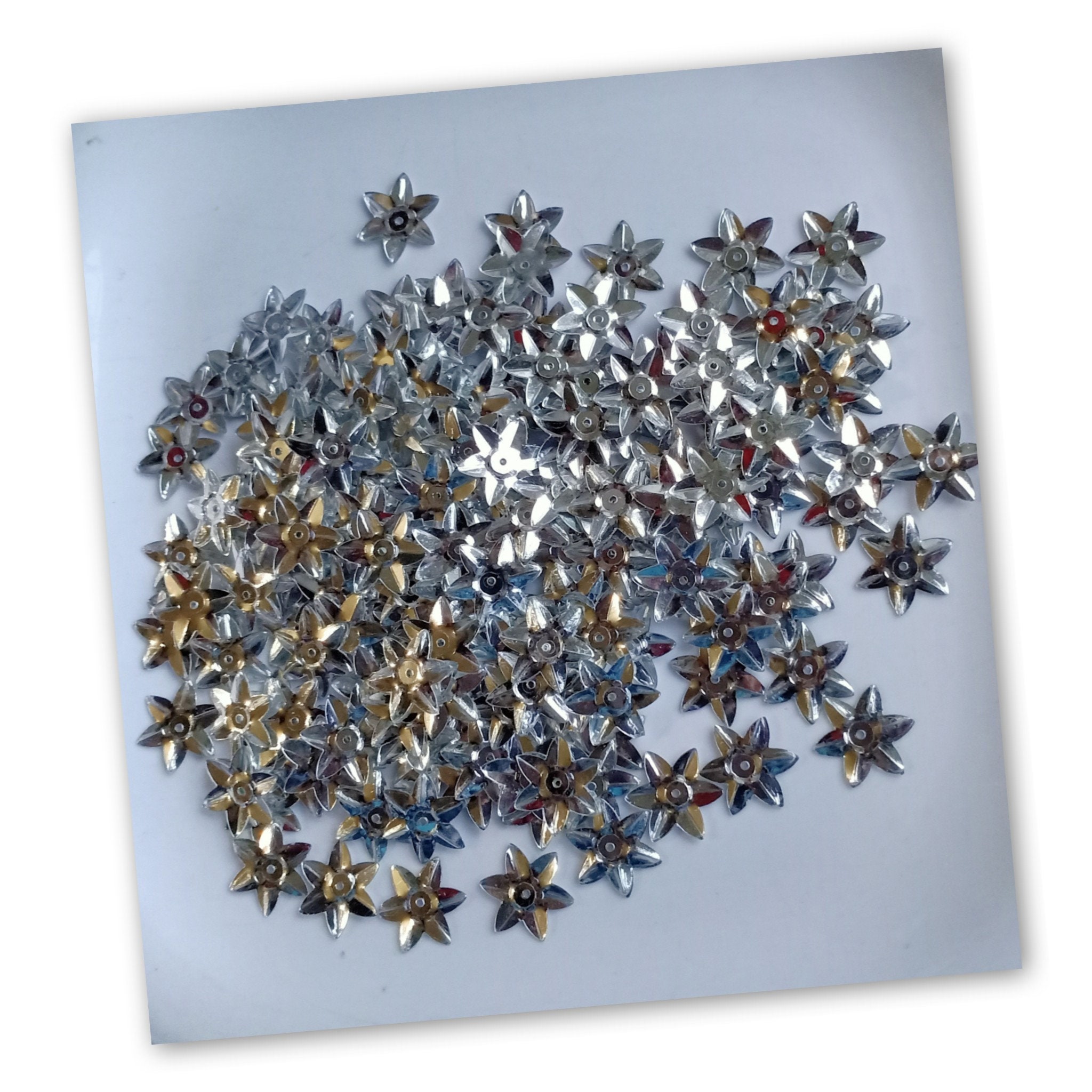 Silver Star Sequins Star Flower Sequin Silver Star Flower Etsy