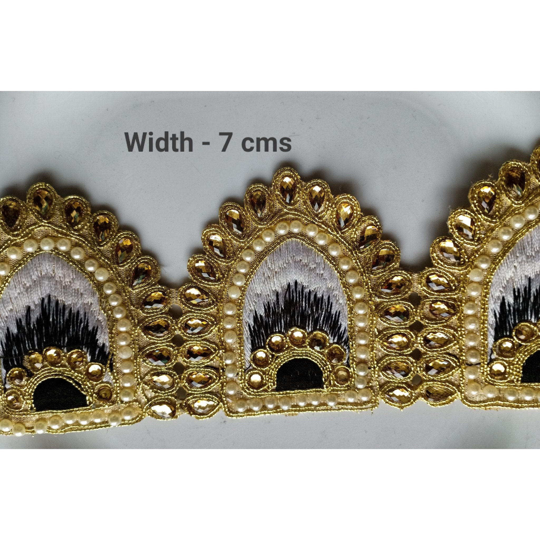 1 Yard Black and Gold color trim beaded trim for dresses Etsy