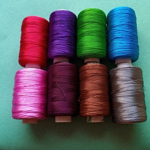 Silk Embroidery Thread: 8 Assorted Dark Colors, 500 Yards