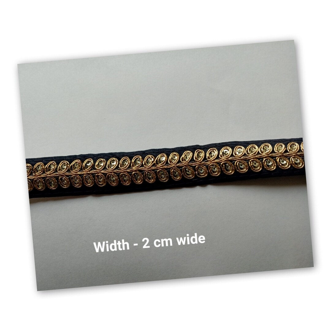 Black and Gold Embroidered Trim Sequins Trim Width 2 Cms Etsy