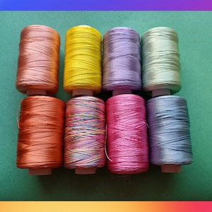Art Silk Embroidery Thread: 8 Assorted Colors, 500 Yards
