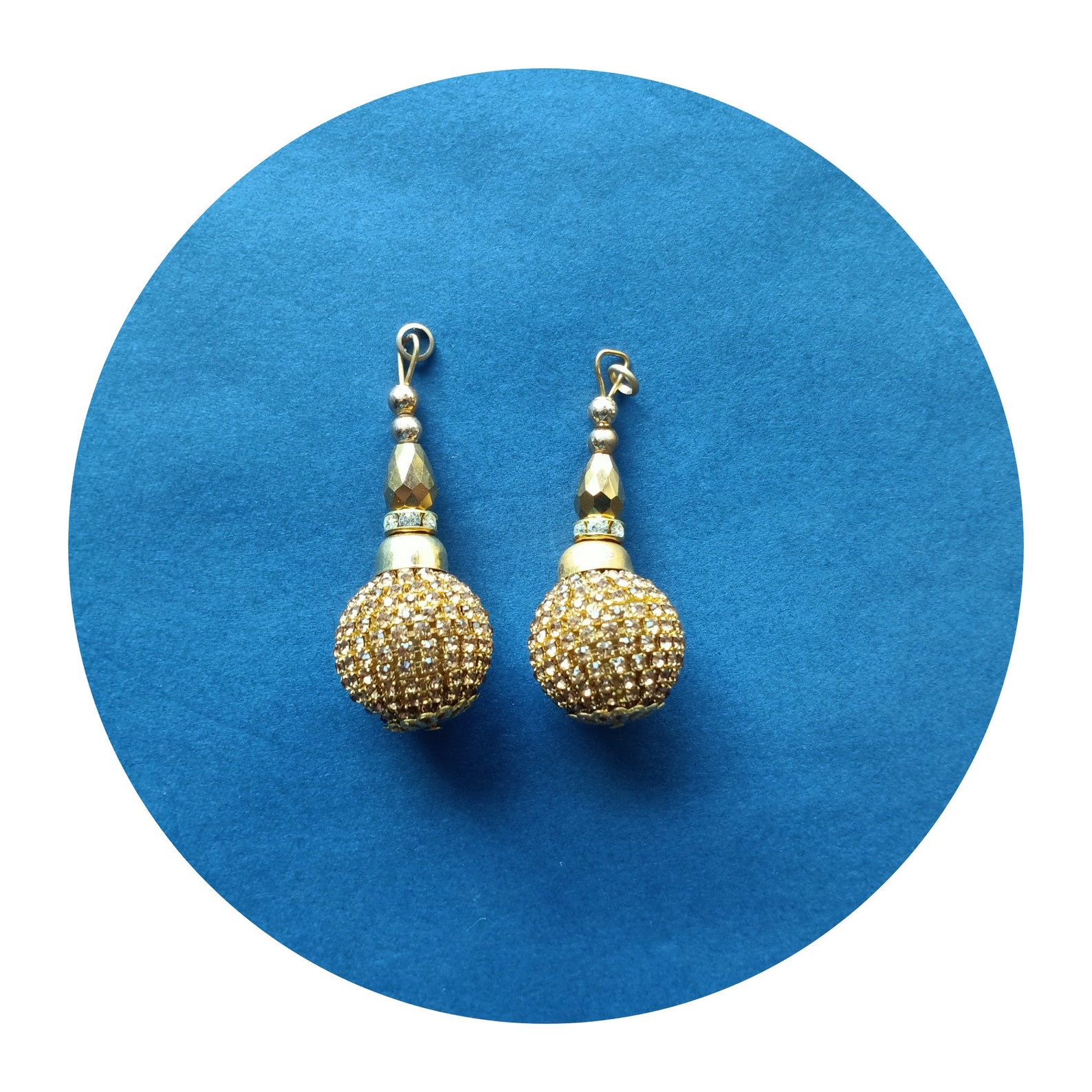 2 Gold Rhinestone Tassels 6 Cm Long Decorative Beaded Tassels Etsy