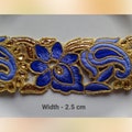 1 Yard Blue and Gold Trim width 6 cms Rhinestone trim product logo