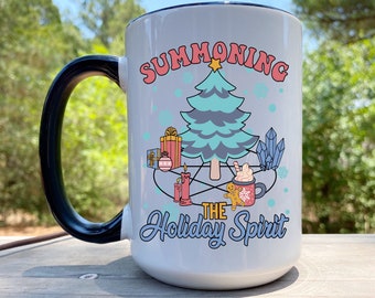 Summoning The Holiday Spirit Mug- Witchy Christmas Coffee Cup- 15 oz Occult Coffee Mug- Hexmas Mug- Goth Coffee Mug