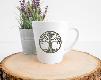 Tree of Life Latte-mugg i terrariumgrönt, helig symbolik