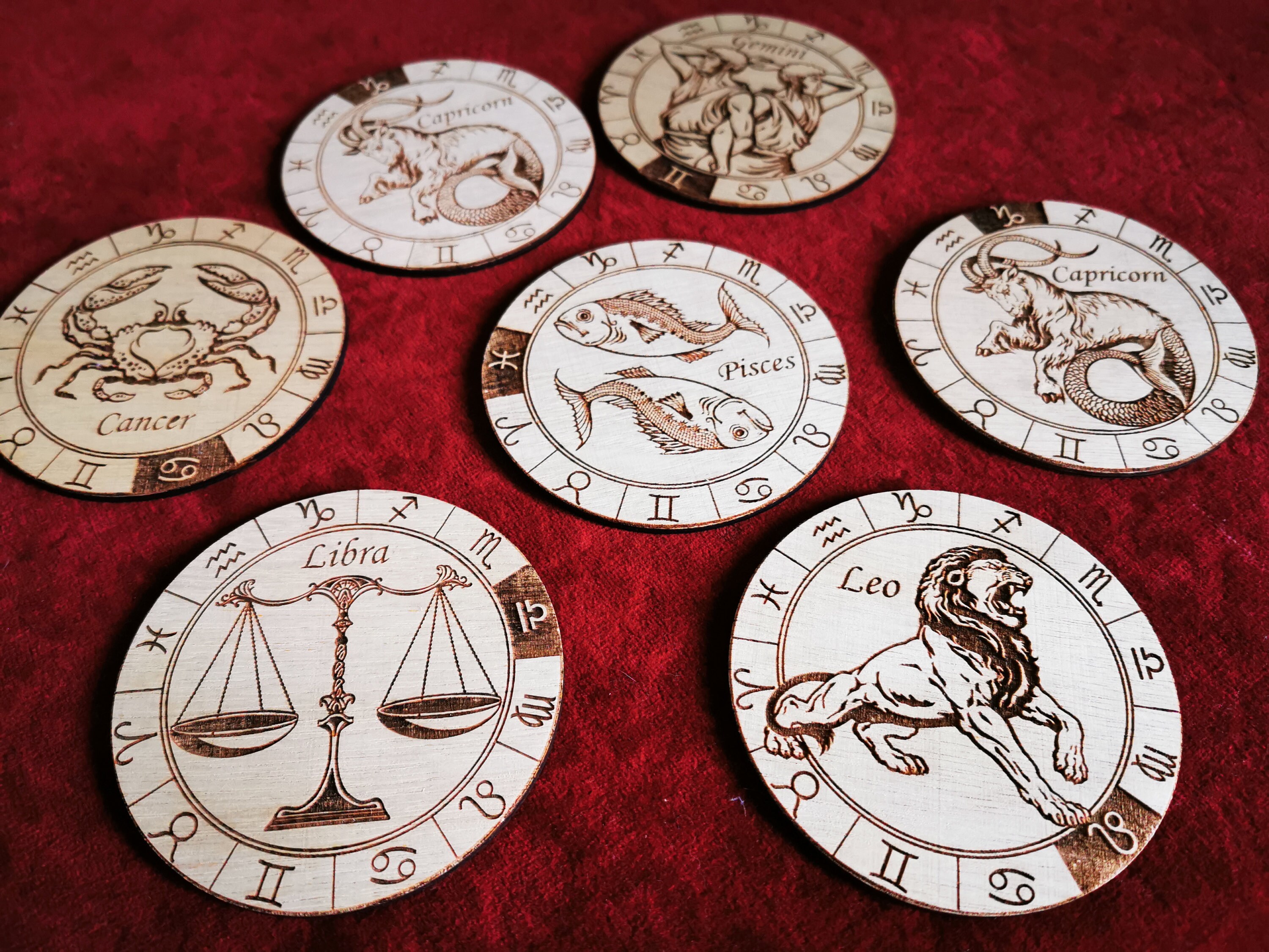 12 Coaster 12 Zodiac Signs Files for Laser Cut Etsy