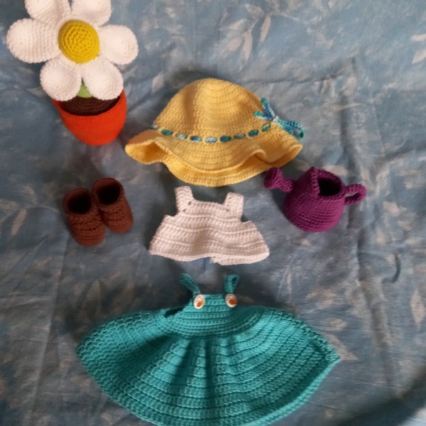 vêtements jardinière pour poupée 40 cm vendue sur la boutique (Iris, Mia, Emma, Léa)
