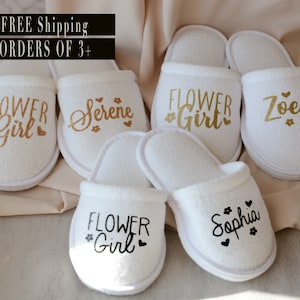 Flower Girl Custom Slippers Flower Girl Gift Flower Girl Proposal Kids Custom Name Slippers Junior Bridesmaid Sleepover Birthday Party