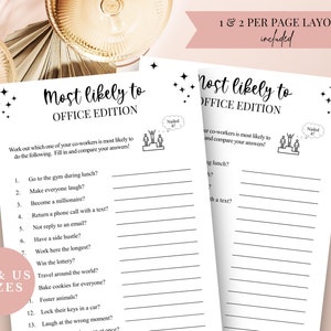 Most Likely To Game, Happy Hour Games, Office Games Printable, Icebreaker Printables, Work Party Games, Office Party Games, Work Game