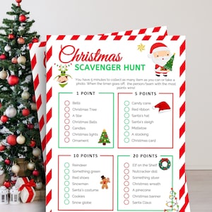 Christmas Scavenger Hunt Printable, Holiday Party Games Christmas Day Games, Holiday Party Activities, Christmas Printable Game for Kids