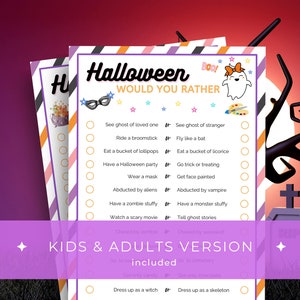 Halloween Would You Rather, Halloween Party Game, Would You Rather Game, This or That Game, Printable Halloween Game for Adults & Kids