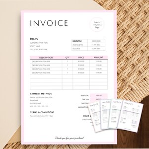 Invoice Template, Business Invoice, Printable Invoice Template Word, Modern Order Form, Editable Invoice Form, Photography Invoice Template