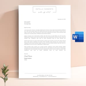 Plantilla de membrete editable en Word, membrete limpio, membrete comercial, papelería imprimible para hacer uno mismo, diseño de membrete, membrete corporativo