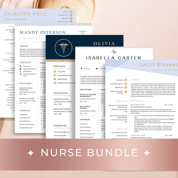 Nurse Resume Template, Nursing Resume for Word, New Nurse Resume, Registered Nurse Resume + Cover Letter, New Grad Resume Bundle