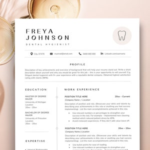 Dental Assisting Resume Template Apple Pages Resume, Dental Resume Template, Dental  Hygiene Resume One Page Resume for Dentists