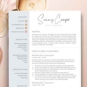 Office Manager Resume Template for Word, Marketing Resume, Marketing CV, Creative Resume, Marketing Assistant CV, Professional Resume