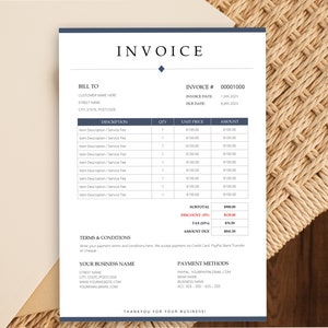 Invoice Template Word, Business Invoice Template, Printable Invoice Template, Editable Invoice Order Form Template, Contractor Invoice