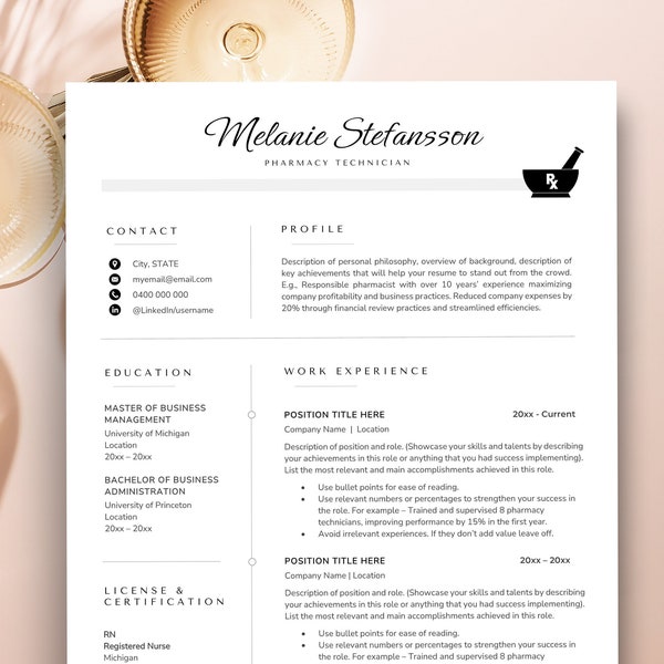 Pharmacy Technician Resume Template Apple Pages Resume, Pharmacist CV Template Medical Resume Template, Cv Template Medical and Cover Letter