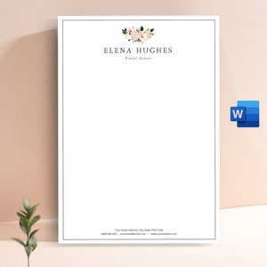 Membrete elegante, membrete corporativo, plantilla de membrete para Word, membrete personalizado, membrete comercial, membrete floral para Word