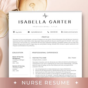 New Nurse Resume Template, RN Resume 1-3 Pages, Nursing Resume, Medical Resume Template, New Grad Nurse, Nursing Graduation