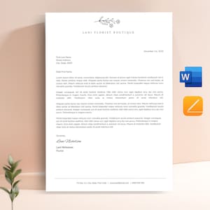Plantilla de membrete editable en Word, membrete limpio, membrete comercial, diseño de membrete para imprimir, papel de escritura digital