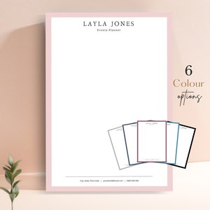 Plantilla de membrete para Word, membrete comercial, membrete corporativo, membrete de terapeuta, membrete rosa, diseños de membrete para imprimir