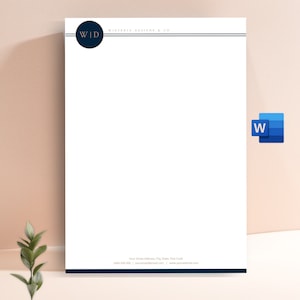 Papel timbrado comercial para MS Word, modelo de papel timbrado Word, papel timbrado personalizado, papel timbrado fácil de editar, design de papel timbrado, papelaria faça você mesmo