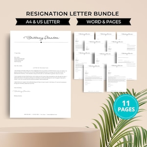 Professional Resignation Letter, Notice Letter Template, Resignation Letter Template, Termination, Separation Letter, Resignation Letters