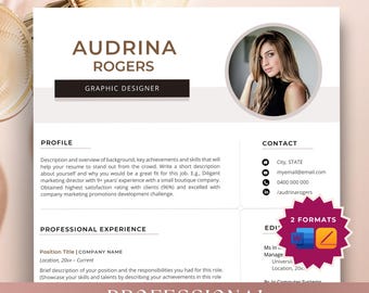 Professional Resume Template, Graphic Designer Resume, 2 Page Resume and Cover Letter, Interior Design Resume CV Template, Creative Resume