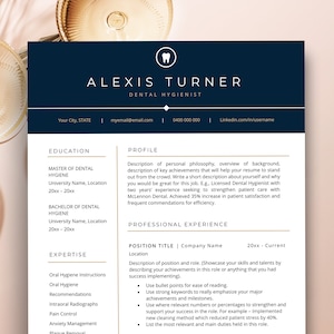Dental Hygienist Resume Template for Word, Dental Assistant Resume, Dental Resume Template, Dental Hygiene Resume, Dentist Resume Template
