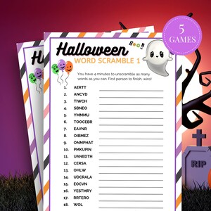 Halloween Word Scramble Game, Printable Halloween Game, Halloween Party Game, Halloween Games for Kids, Halloween Games Word Scramble Game
