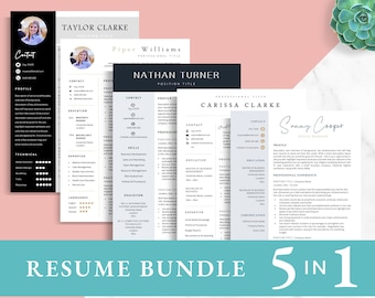 Professional Resume Template Bundle, Resume Template, Resume Template for Word, CV Template, Modern Resume, Creative Resume Template, Resume