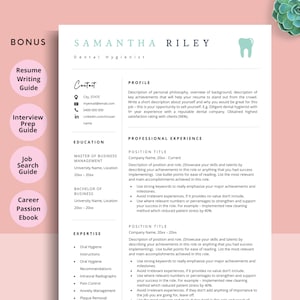 Student Resume Templates Dental Graduate Fresher Resume Dentist Hygienist Dental Resume Word /& Mac Pages Dental Assistant CV Template