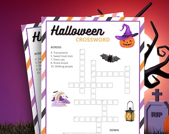 Halloween Crossword Printable Halloween Game for Adults, Halloween Party Game, Halloween Activity for Kids, Halloween Games Crossword Puzzle