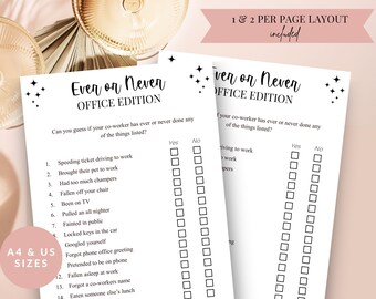 Ever or Never Game Work Party Games, Team Building Games Juegos para romper el hielo imprimibles, Happy Hour Games, Office Party Games Never Have I Ever