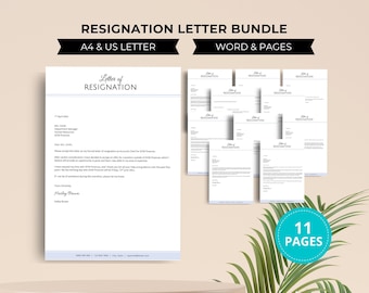 Resignation Letter Template, Resignation Template, Microsoft Word & Pages Template, Job Letter, Two Weeks Notice, Letter of Resignation