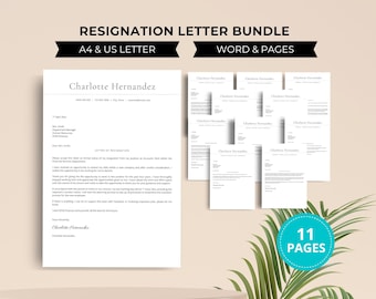 Resignation Letter Bundle, Resignation Template, Letter of Resignation Word & Pages, Termination Letter, Resignation Letter Template