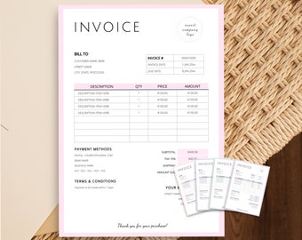 Invoice Template, Business Invoice, Printable Invoice Template Word, Modern Order Form, Editable Invoice Form, Photography Invoice Template