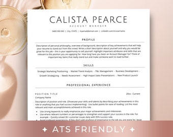 Google Docs Resume Template ATS Friendly Resume Template, Minimalist ATS CV Template, Modern Executive Resume Template, Basic Simple Resume