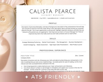 Resume Template ATS Friendly, 2026 Resume Template, ATS Resume Template Word, Mac Pages Resume Template, ATS Cv, Modern Resume Template