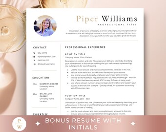 Resume Template with Picture, Administrative Resume Template, Executive Assistant Resume Template, Feminine Resume Templates, Fashion Resume