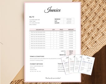 Invoice Template, Printable Invoice Template Word, Modern Order Form, Editable Invoice Form, Photography Invoice Template, Business Invoice
